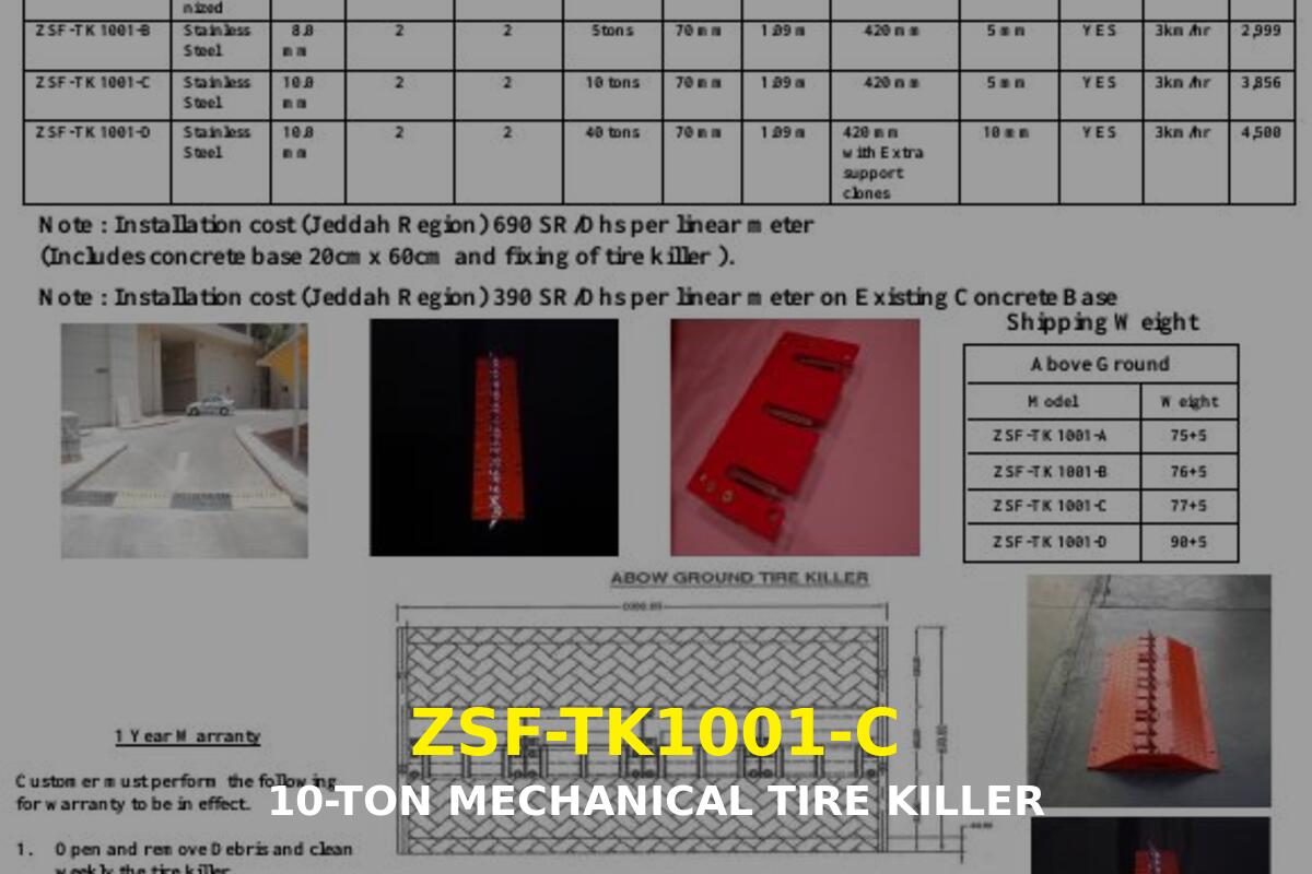 Flat Mechanical Tire Killer - 10 Ton